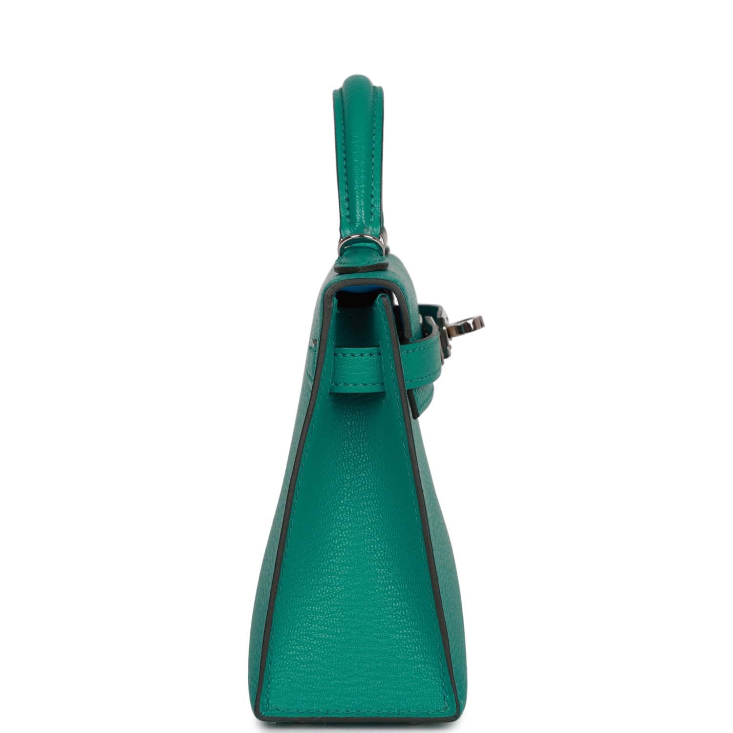 Pre-owned Hermes Kelly 20 Verso Vert Verone Verso Chevre Palladium Hardware