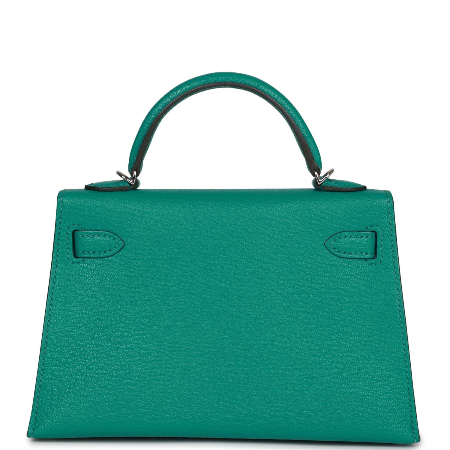 Pre-owned Hermes Kelly 20 Verso Vert Verone Verso Chevre Palladium Hardware