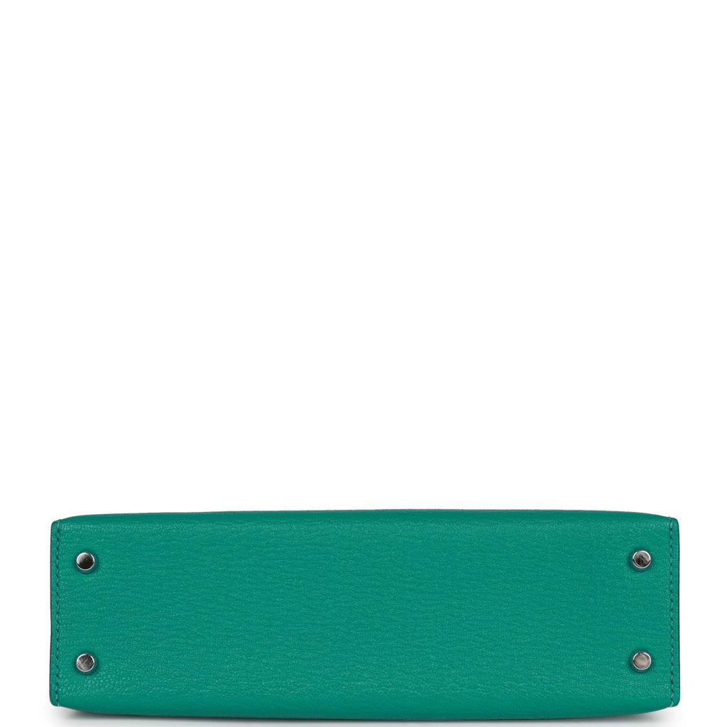 Pre-owned Hermes Kelly 20 Verso Vert Verone Verso Chevre Palladium Hardware