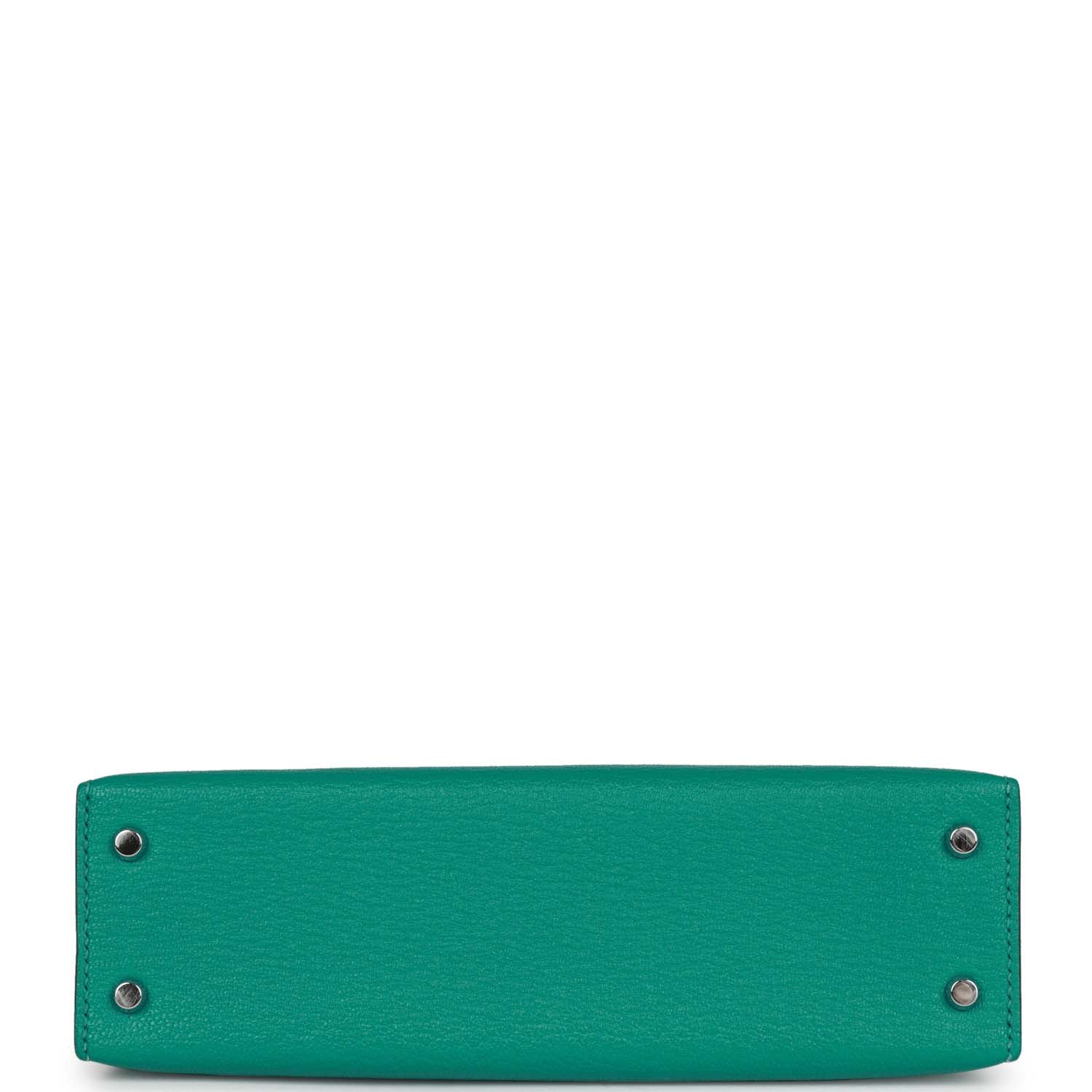 Pre-owned Hermes Kelly 20 Verso Vert Verone Verso Chevre Palladium Hardware