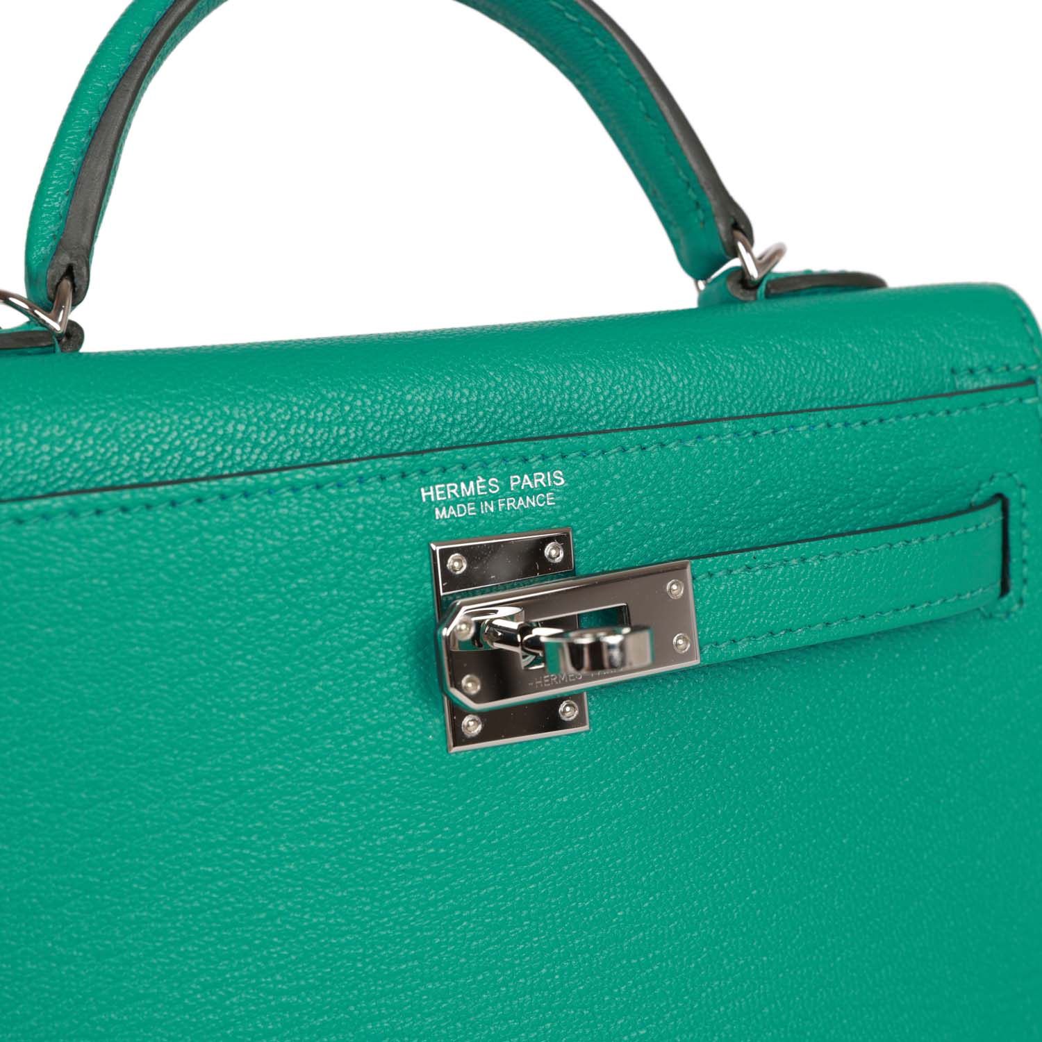 Pre-owned Hermes Kelly 20 Verso Vert Verone Verso Chevre Palladium Hardware