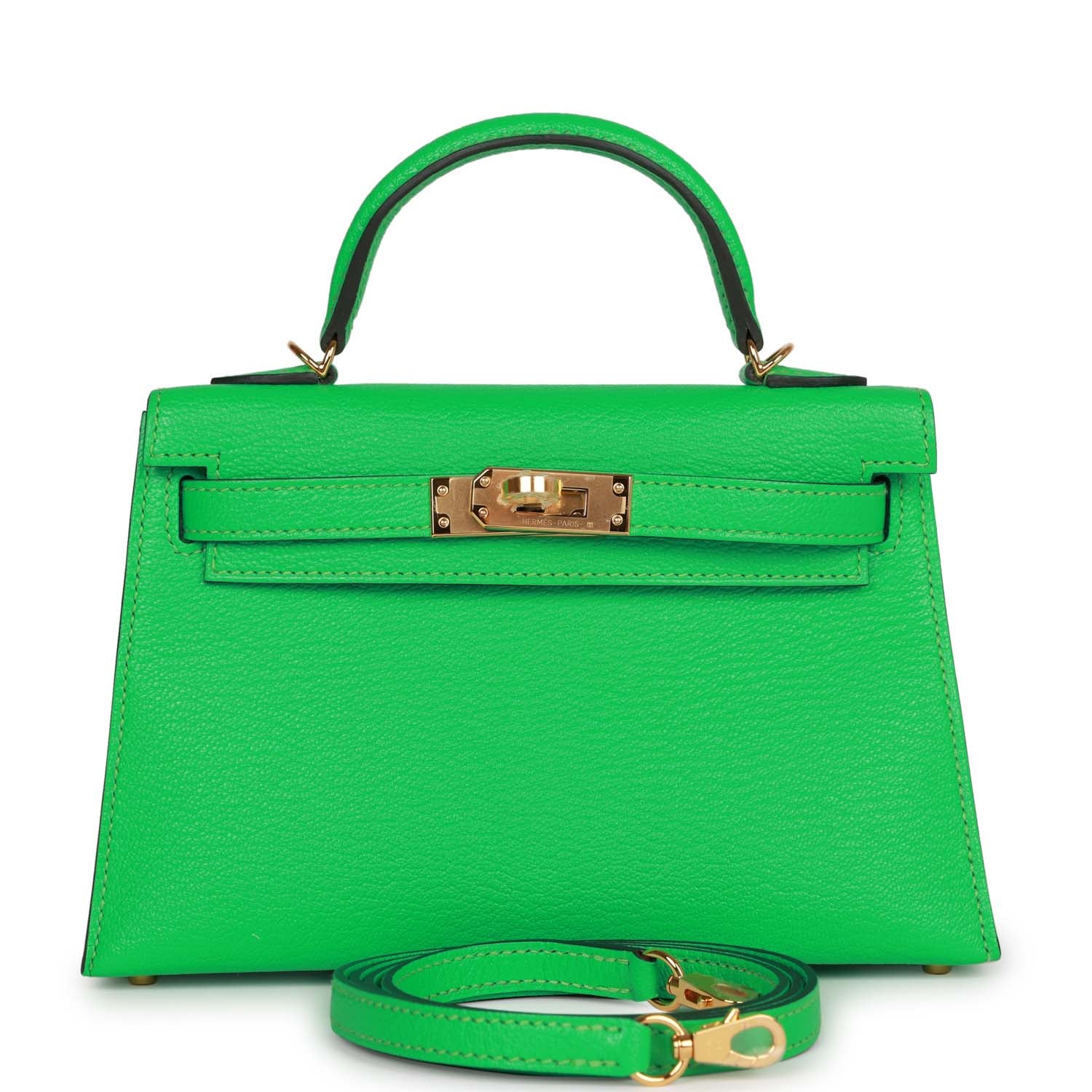 Hermes Kelly Sellier 20 Vert Comics Chevre Gold Hardware