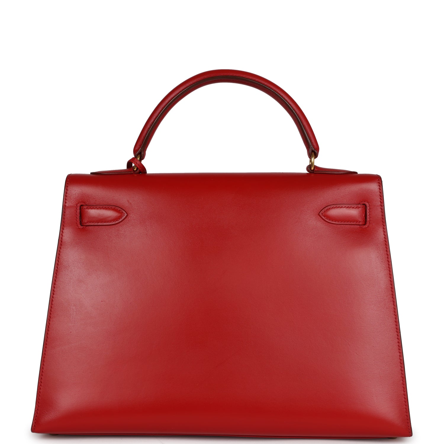 Vintage Hermès Kelly Sellier 32 Rouge Vif Box Gold Hardware