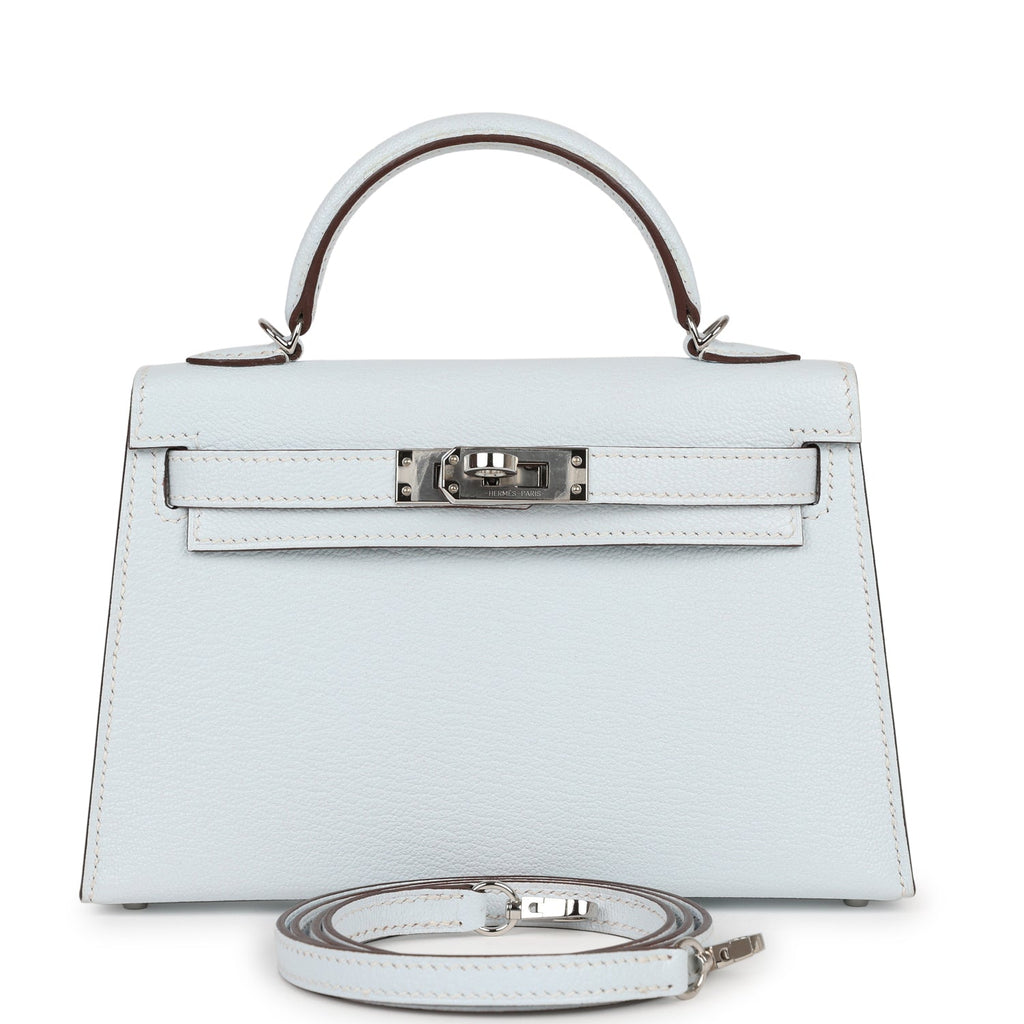 Pre-owned Hermes Kelly Sellier 20 Bleu Brume Chevre Palladium Hardware Payment 1