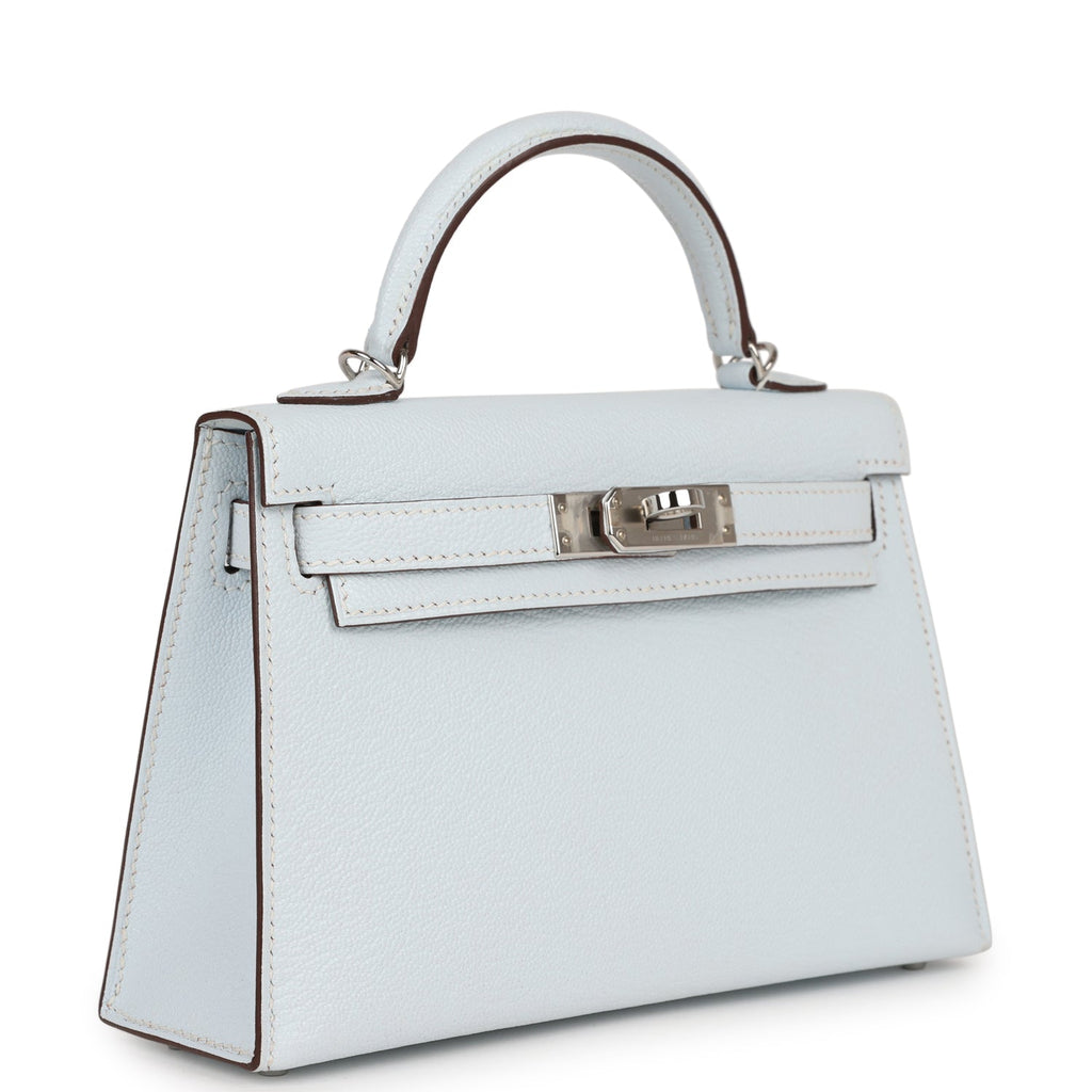 Pre-owned Hermes Kelly Sellier 20 Bleu Brume Chevre Palladium Hardware Payment 2