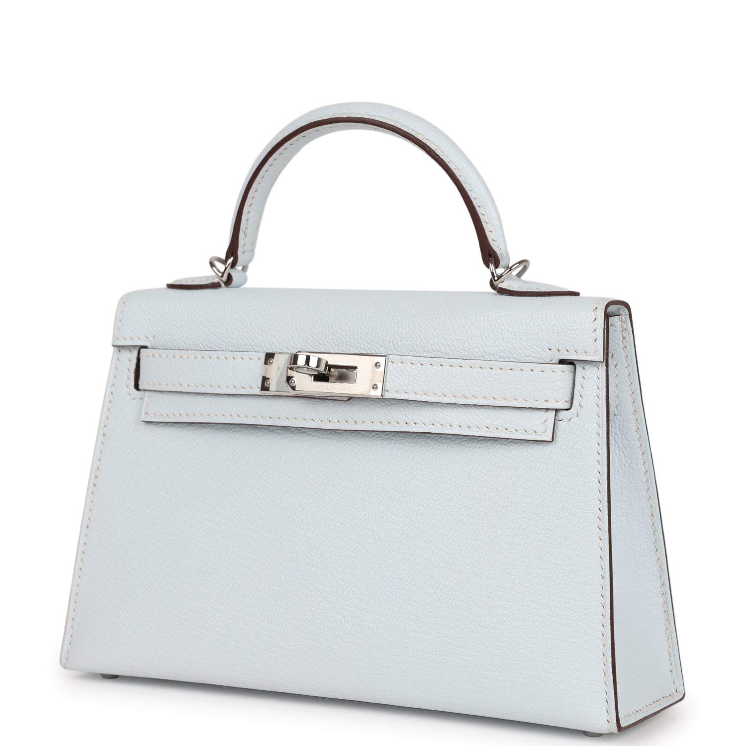 Pre-owned Hermes Kelly Sellier 20 Bleu Brume Chevre Palladium Hardware Payment 1