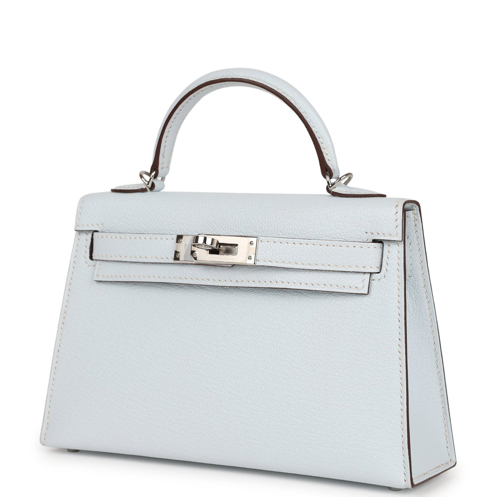 Pre-owned Hermes Kelly Sellier 20 Bleu Brume Chevre Palladium Hardware Payment 2
