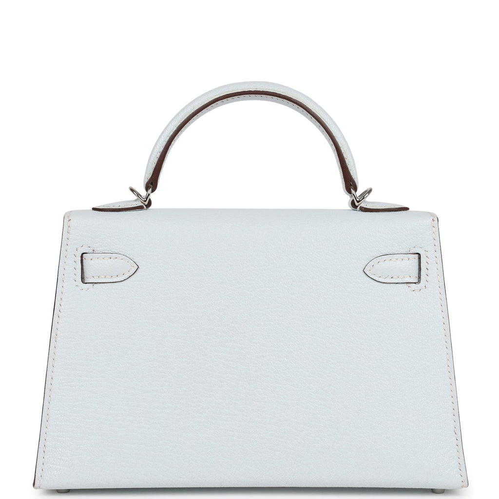 Pre-owned Hermes Kelly Sellier 20 Bleu Brume Chevre Palladium Hardware