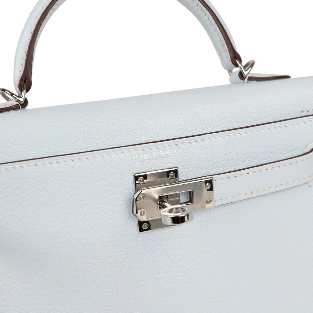 Pre-owned Hermes Kelly Sellier 20 Bleu Brume Chevre Palladium Hardware Payment 1
