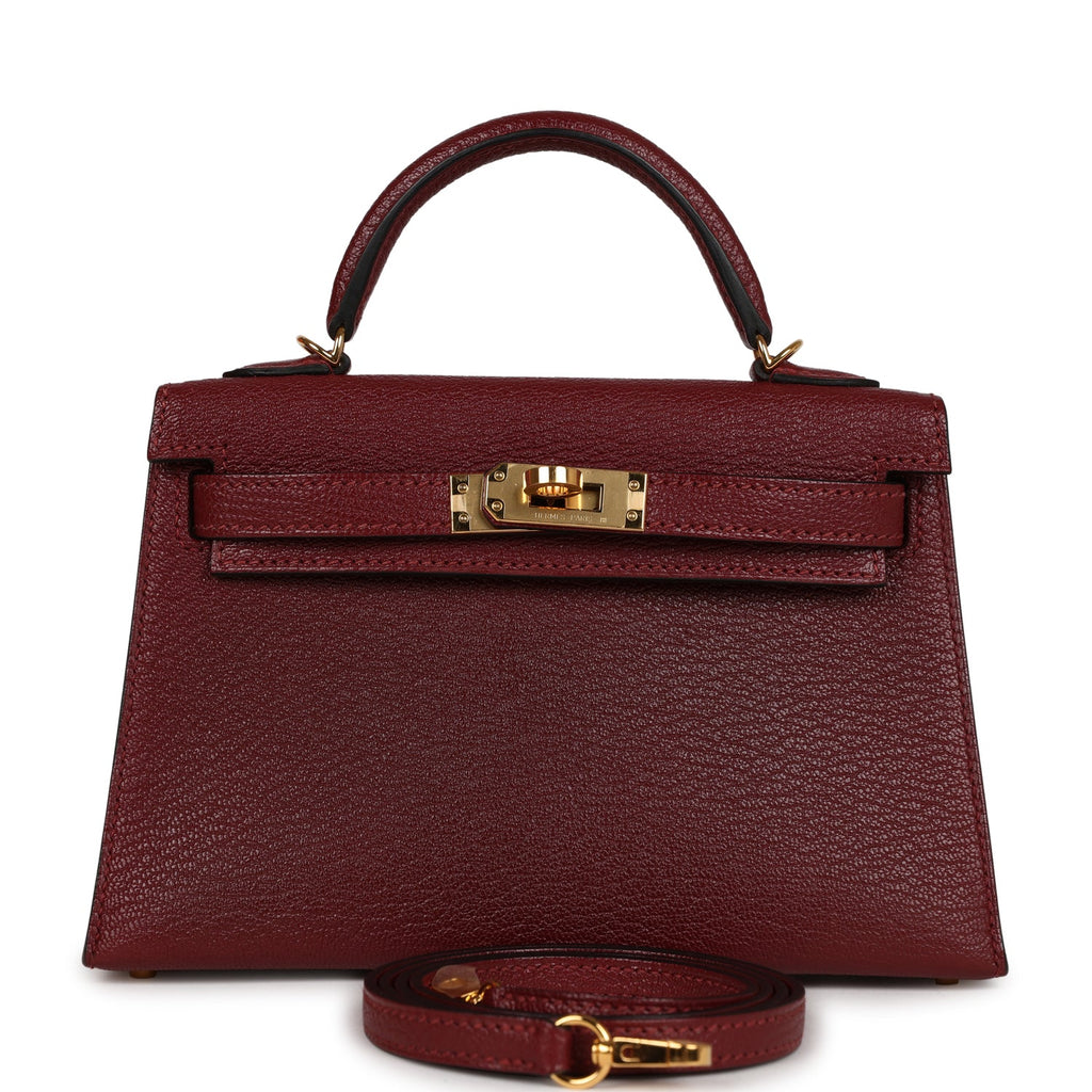 Hermes Kelly 20 Rouge Grenat Chevre Gold Hardware