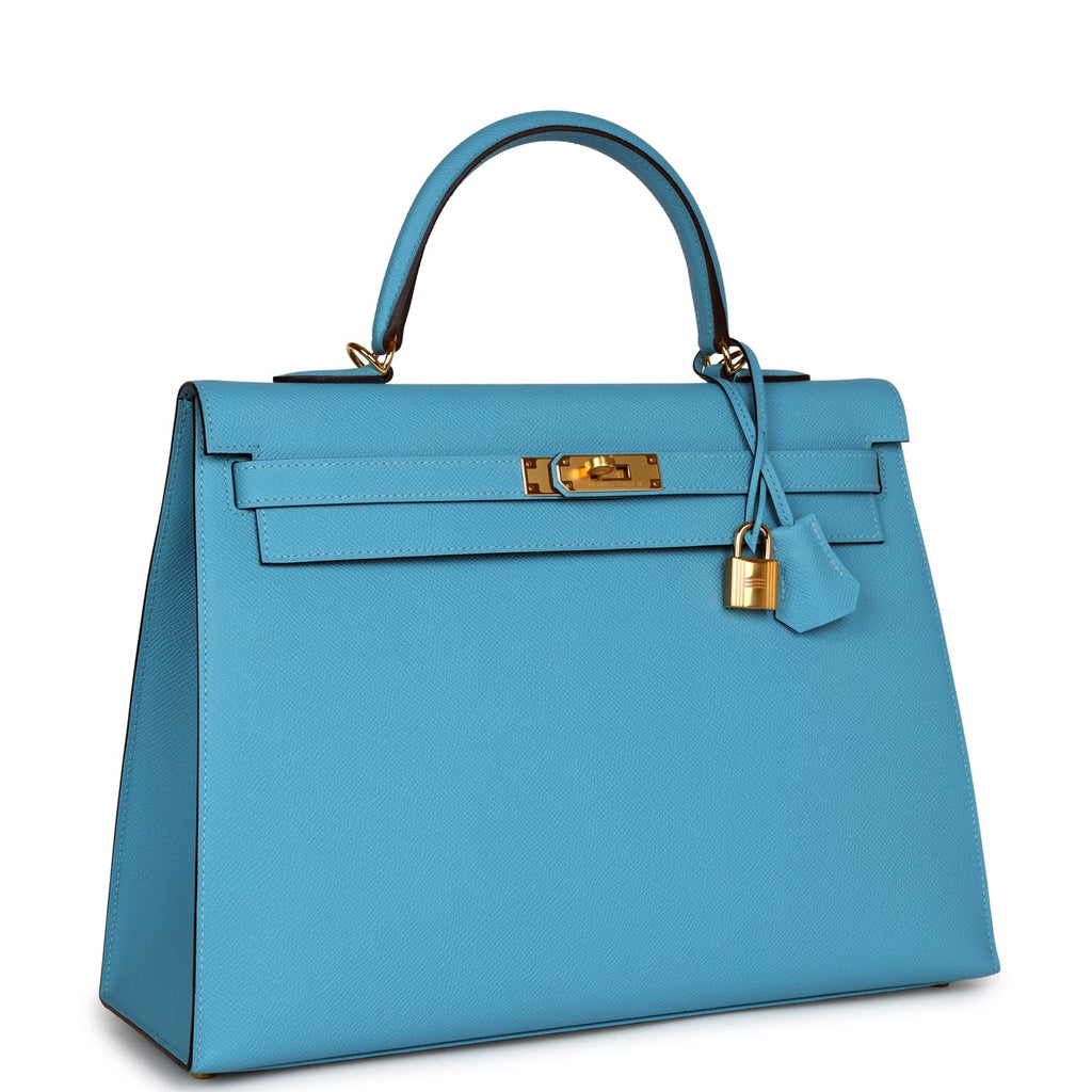 Hermes Kelly Sellier 35 Bleu du Nord Epsom Gold Hardware