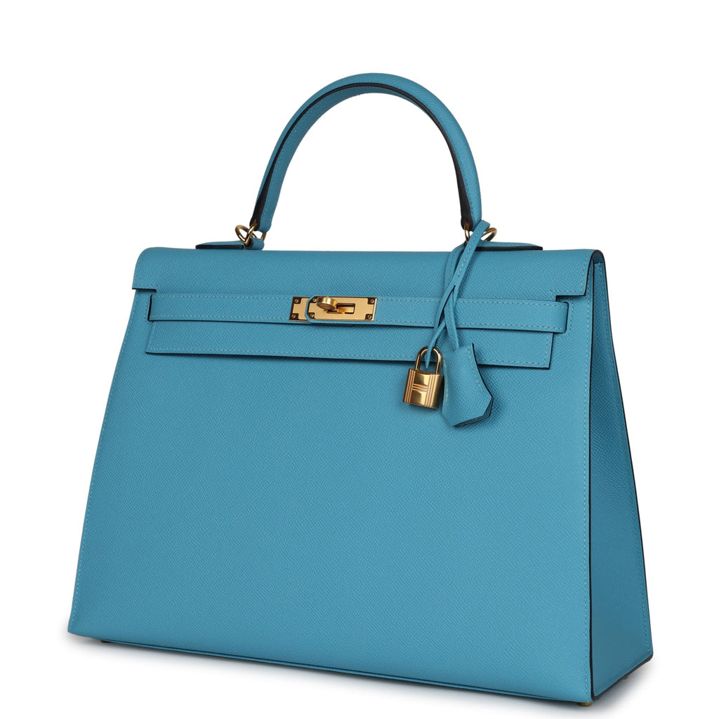 Hermes Kelly Sellier 35 Bleu du Nord Epsom Gold Hardware