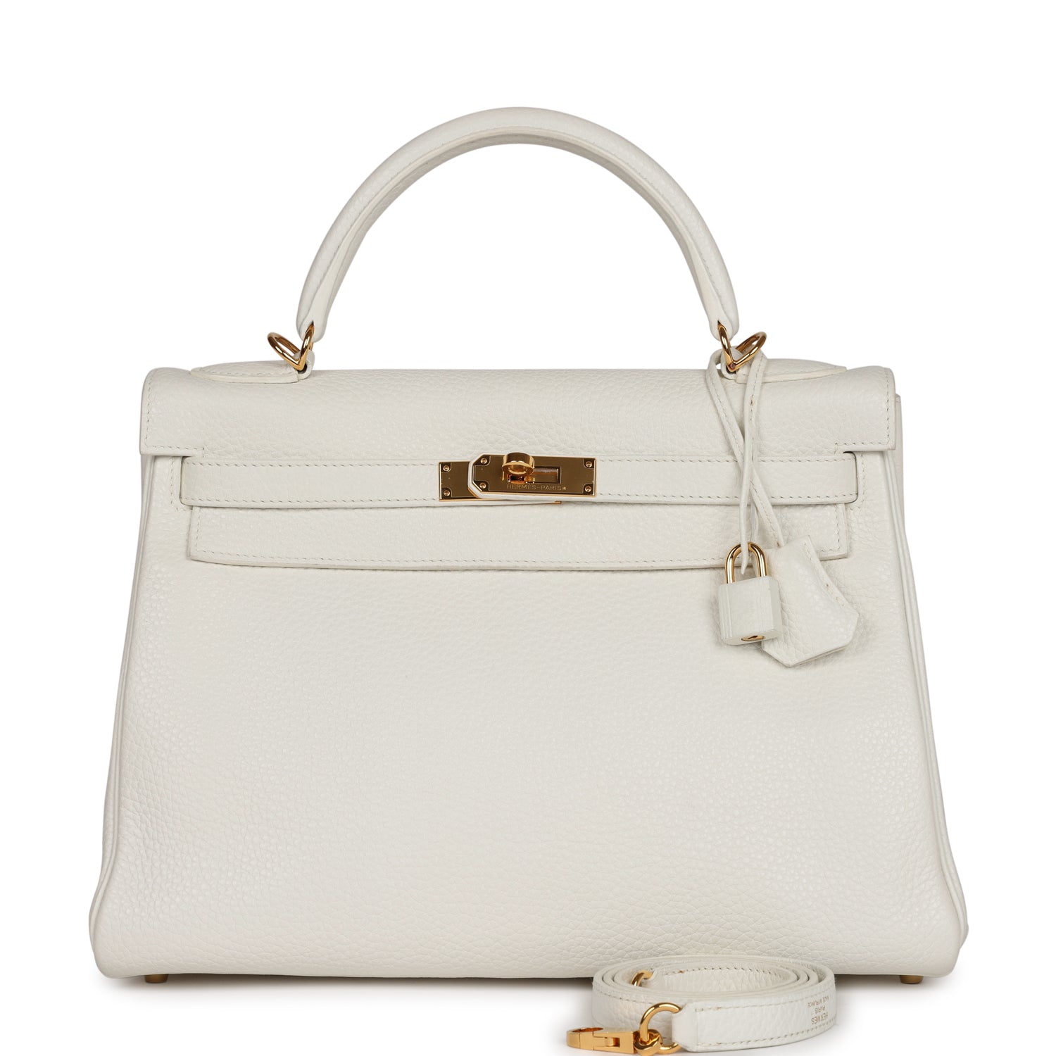 Hermes Kelly Retourne 32 White Clemence Gold Hardware