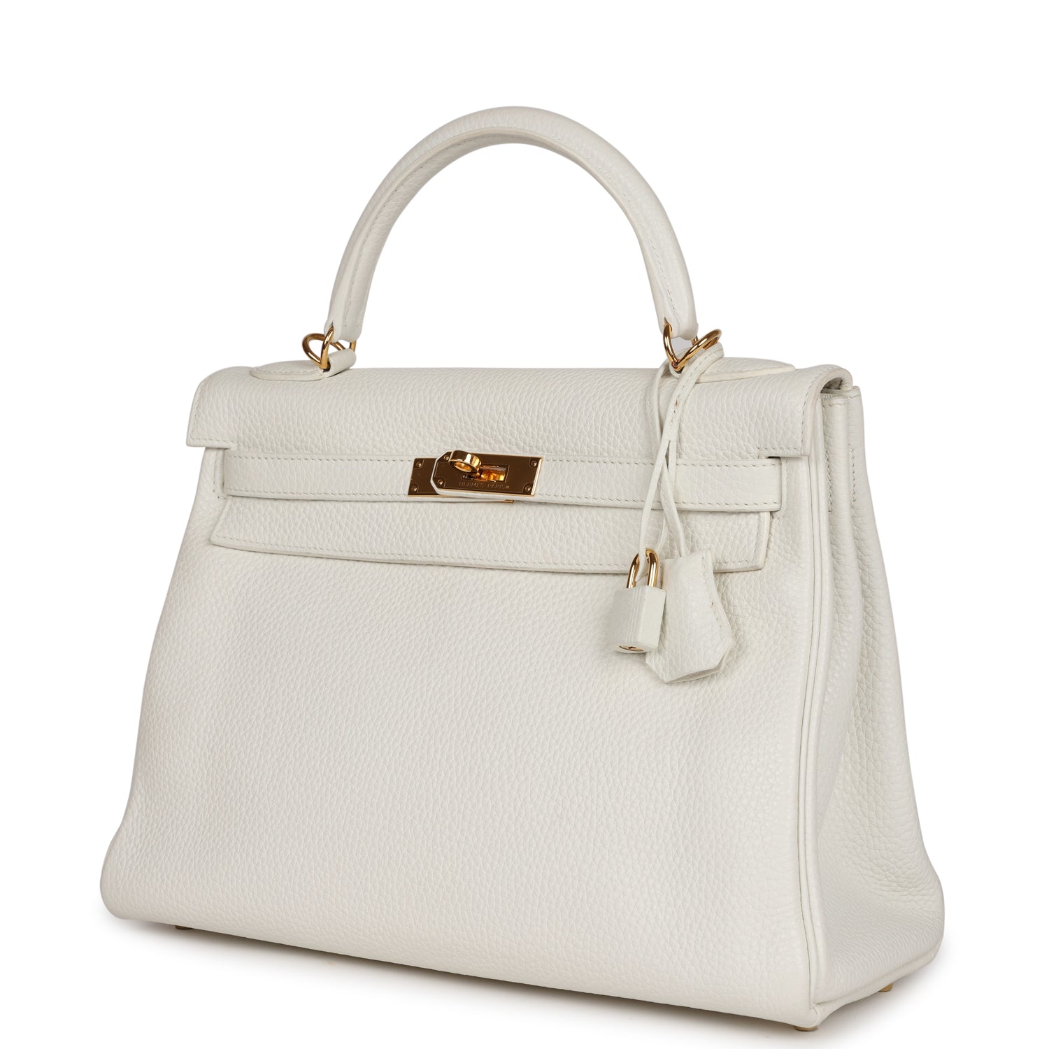 Hermes Kelly Retourne 32 White Clemence Gold Hardware