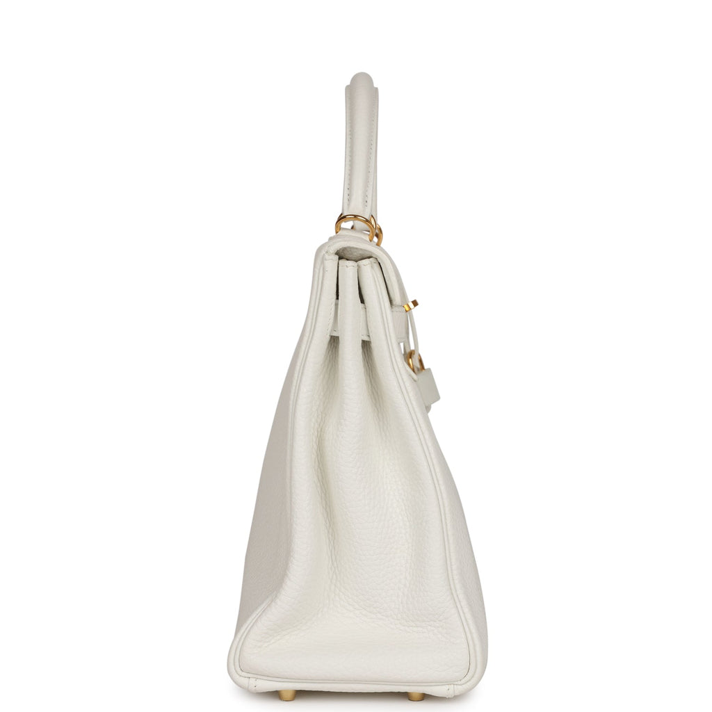 Hermes Kelly Retourne 32 White Clemence Gold Hardware