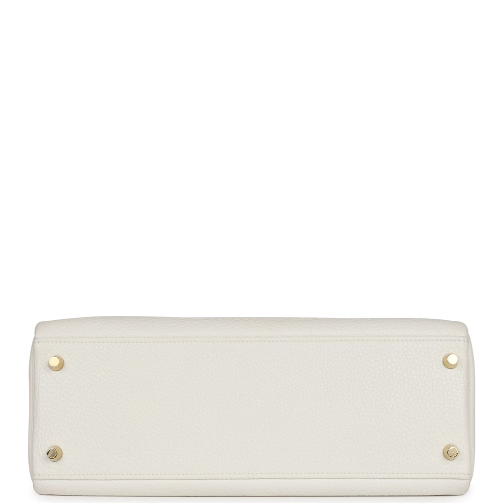 Hermes Kelly Retourne 32 White Clemence Gold Hardware