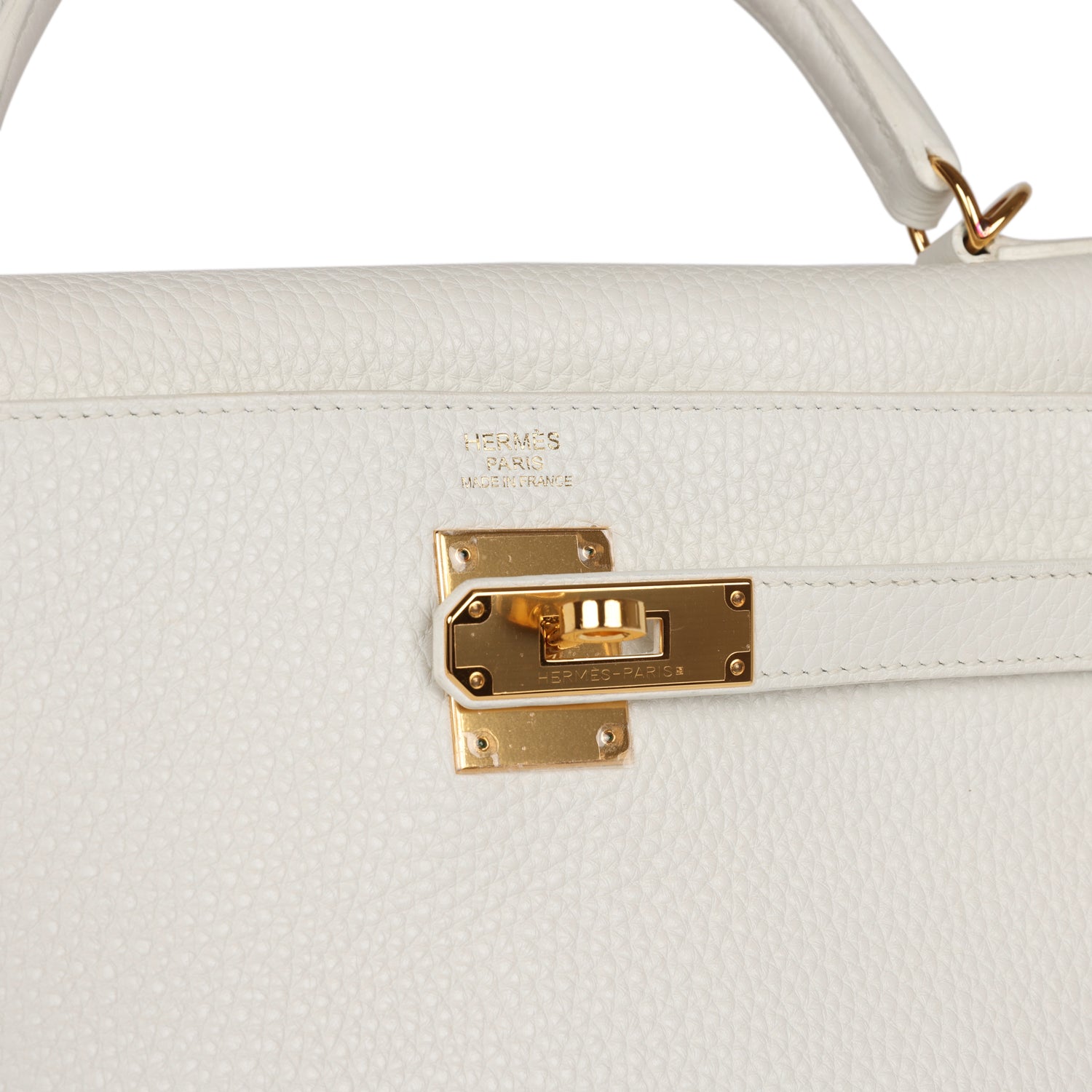 Hermes Kelly Retourne 32 White Clemence Gold Hardware