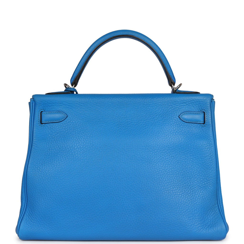 Hermes Kelly Retourne 32 Bleu Hydra Togo Palladium Hardware