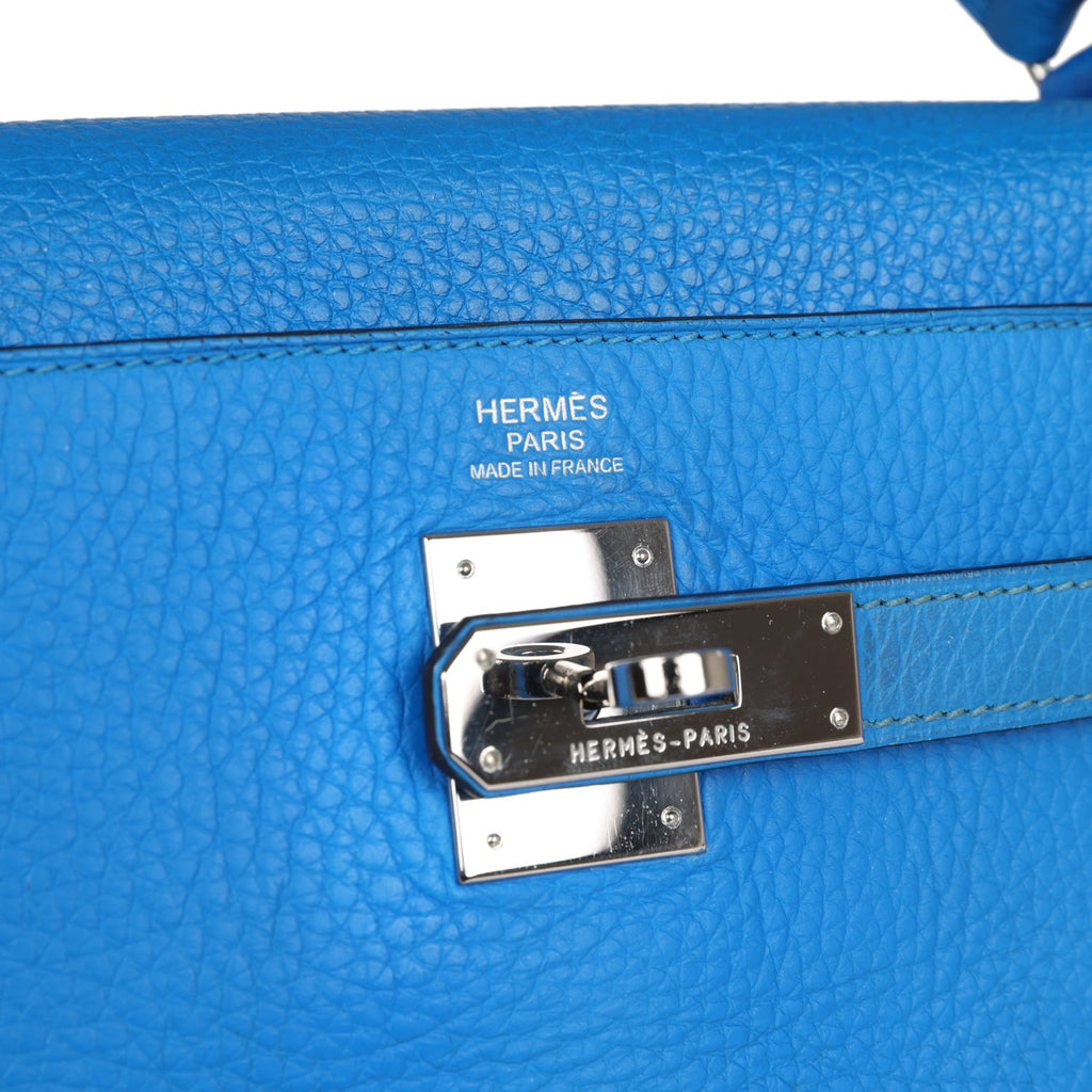 Hermes Kelly Retourne 32 Bleu Hydra Togo Palladium Hardware
