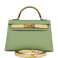 Hermes Special Order (HSS) Kelly 20 Vert Criquet and Limoncello Epsom Gold Hardware