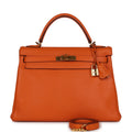 Hermes Kelly Retourne 32 Orange H Clemence Gold Hardware