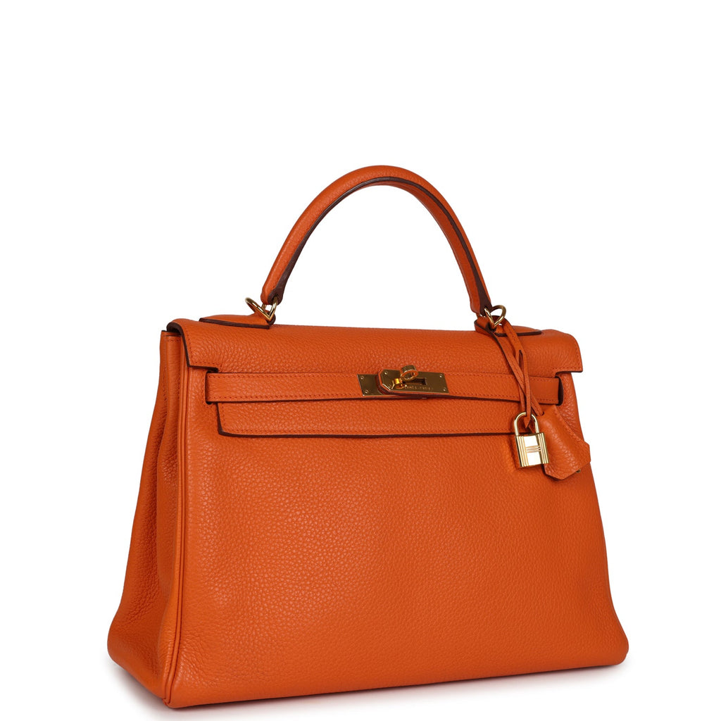 Hermes Kelly Retourne 32 Orange H Clemence Gold Hardware