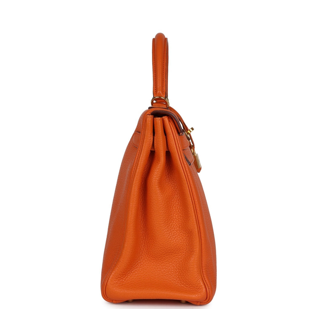 Hermes Kelly Retourne 32 Orange H Clemence Gold Hardware