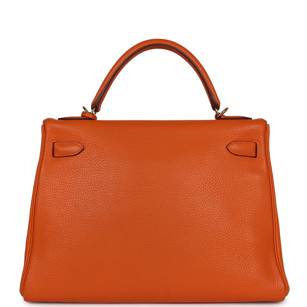 Hermes Kelly Retourne 32 Orange H Clemence Gold Hardware