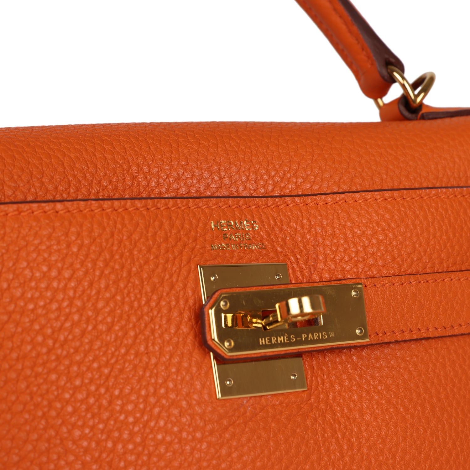 Hermes Kelly Retourne 32 Orange H Clemence Gold Hardware