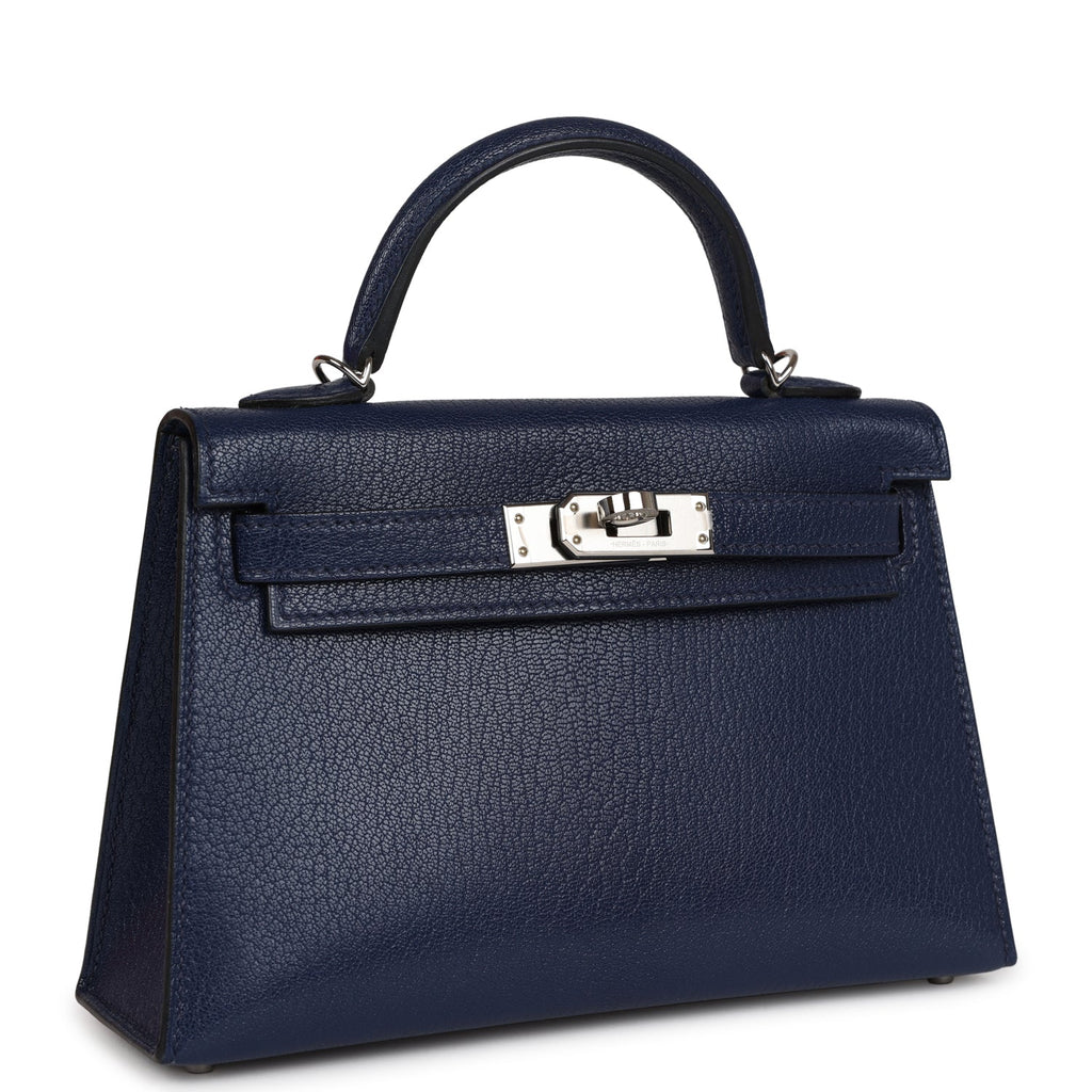 Hermes Kelly Sellier 20 Bleu Saphir Chevre Palladium Hardware