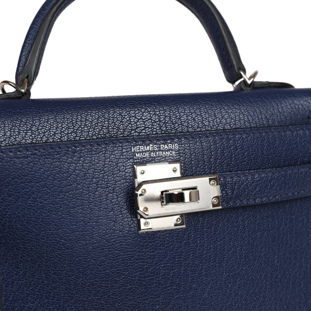 Hermes Kelly Sellier 20 Bleu Saphir Chevre Palladium Hardware