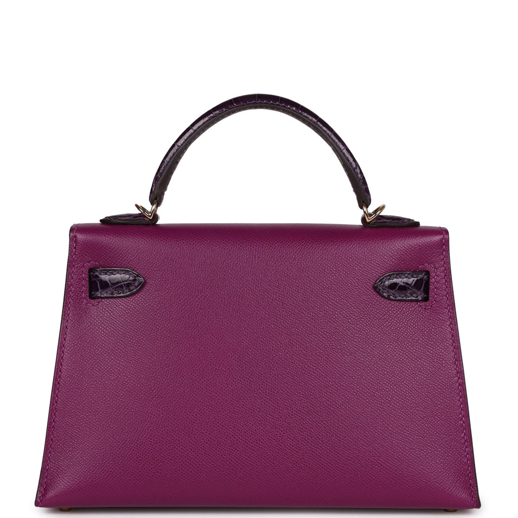 Hermes Kelly Sellier 20 Anemone Madame and Amethyst Shiny Alligator Touch Permabrass Hardware