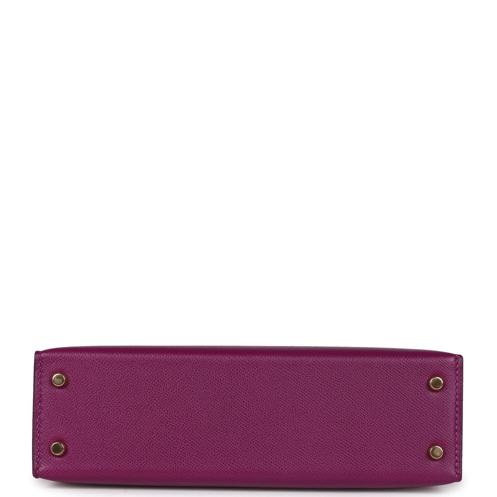 Hermes Kelly Sellier 20 Anemone Madame and Amethyst Shiny Alligator Touch Permabrass Hardware