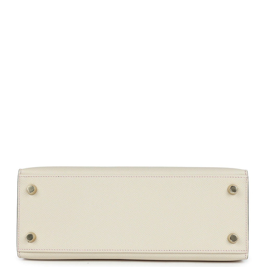 Hermes Special Order (HSS) Kelly Sellier 25 Craie and Black Epsom Gold Hardware