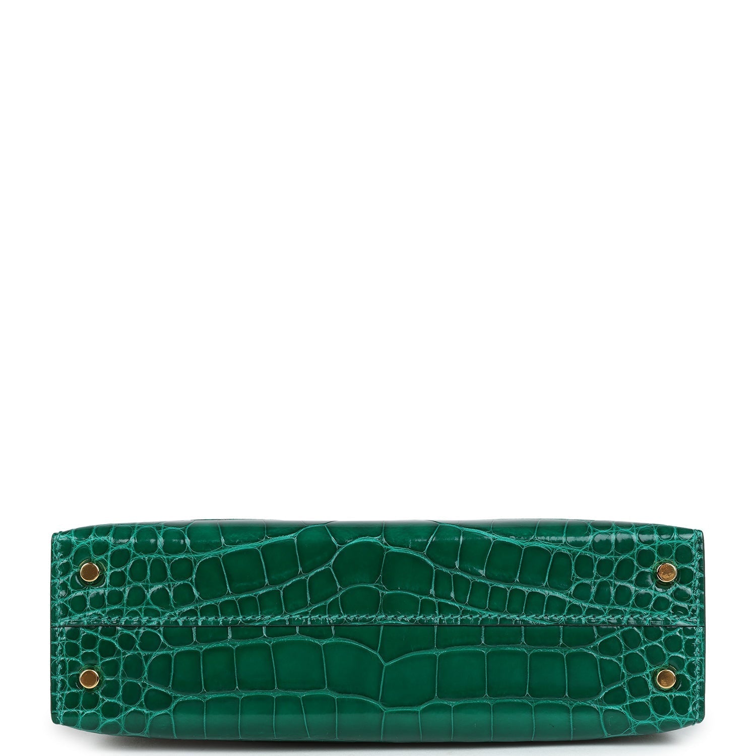 Hermes Kelly Sellier 20 Emerald Shiny Alligator Gold Hardware