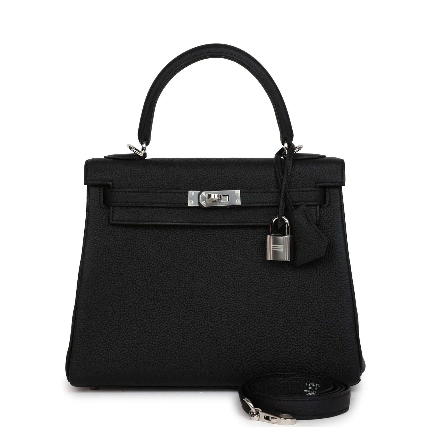 Hermes Kelly Retourne 25 Black Togo Palladium Hardware