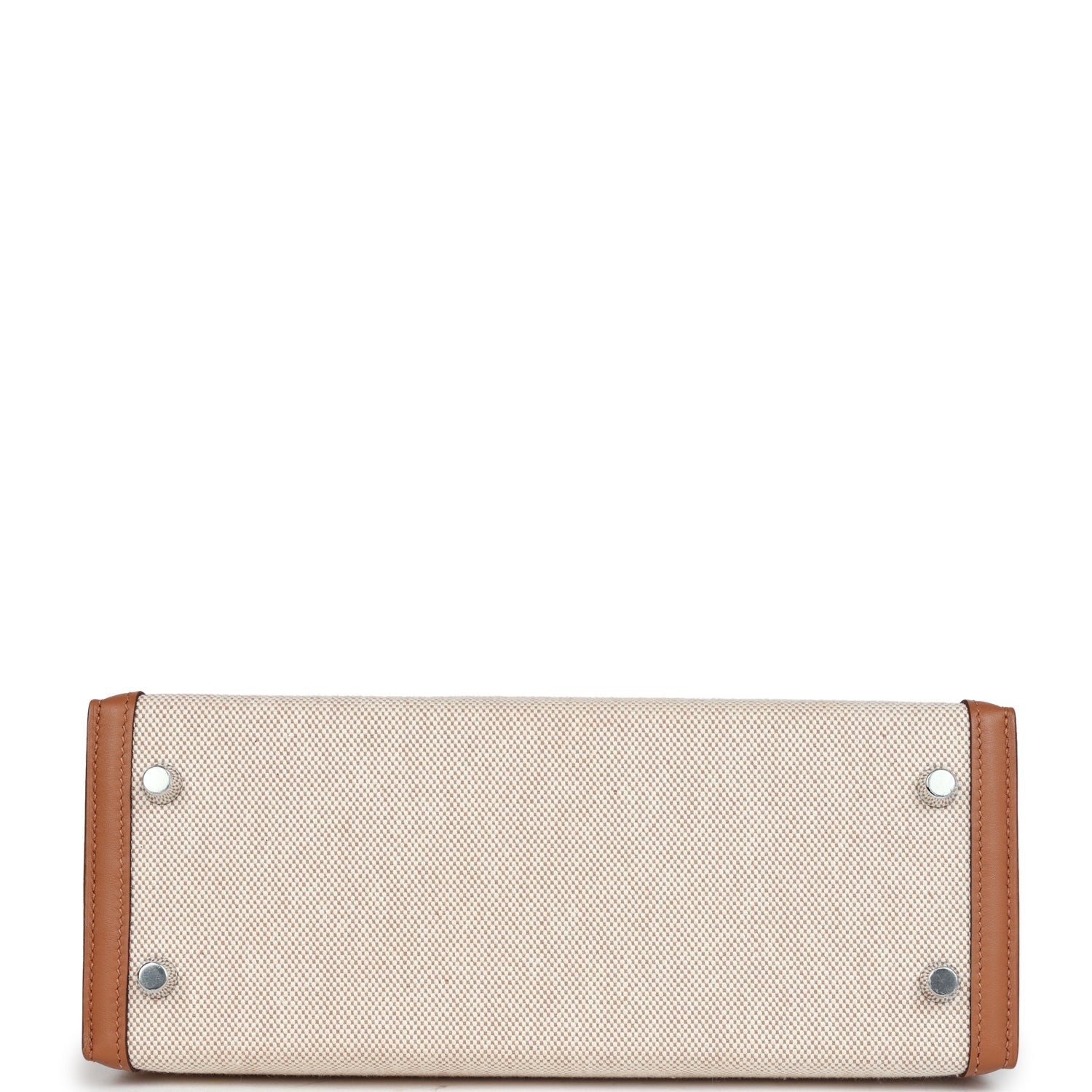 Hermes Kelly Sellier 25 Gold Swift and Ecru Toile Palladium Hardware