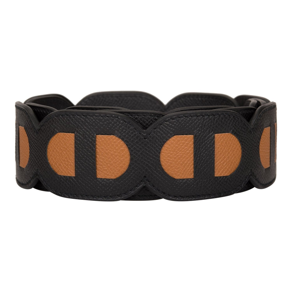 Hermes Black and Gold Epsom Maillons Shoulder Strap 109cm