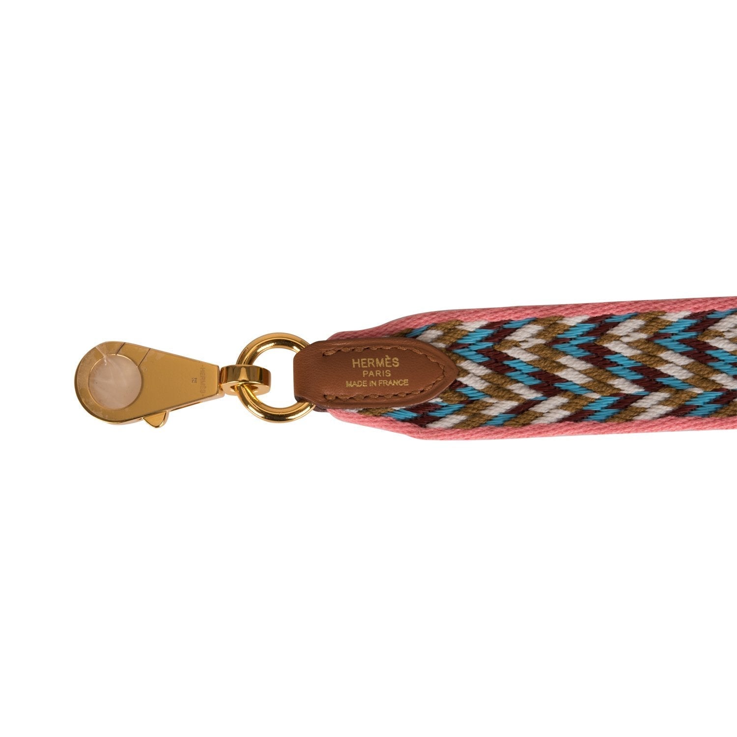 Hermes 25mm Rose D'ete, White and Rouge Sangle ZigZag (Strap) 105cm