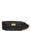 Hermes Kelly Pocket Bag Strap 85 Black Epsom and Swift Gold Hardware