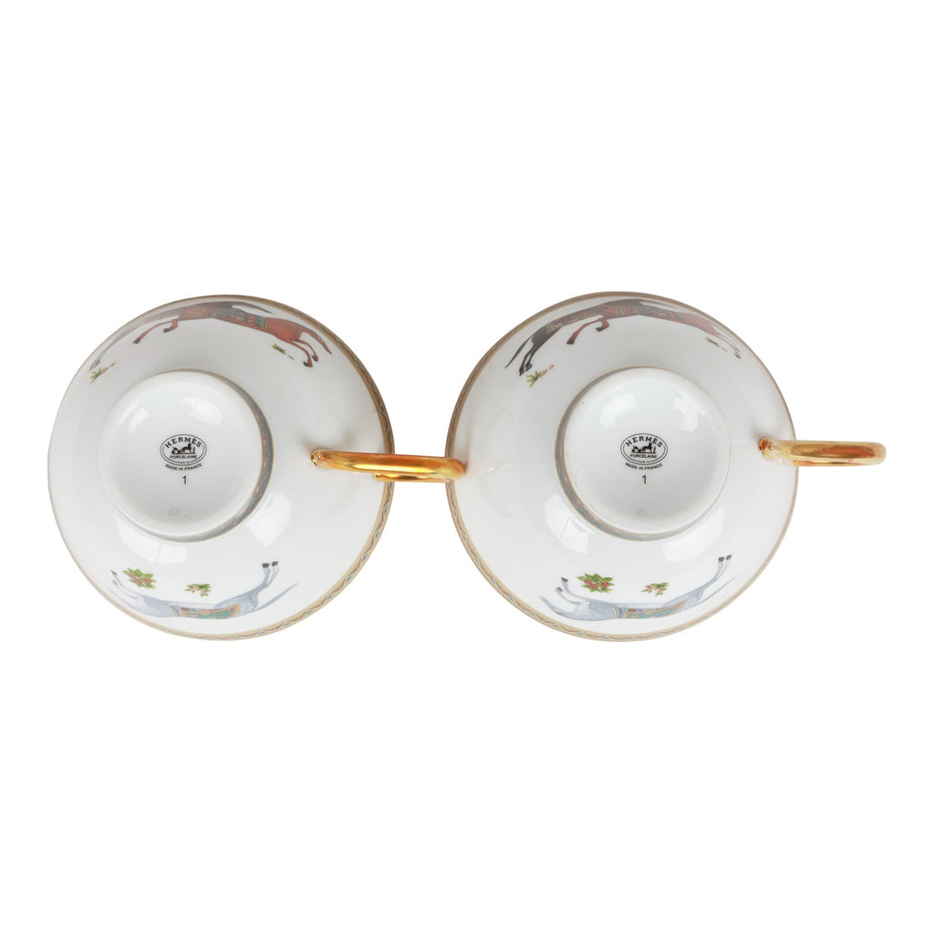 Hermes "Cheval D'Orient" Porcelain Tea Cup and Saucer Set