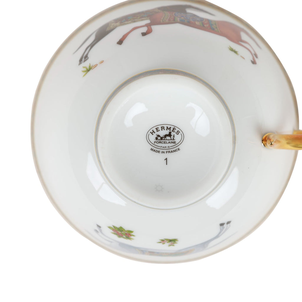 Hermes "Cheval D'Orient" Porcelain Tea Cup and Saucer Set