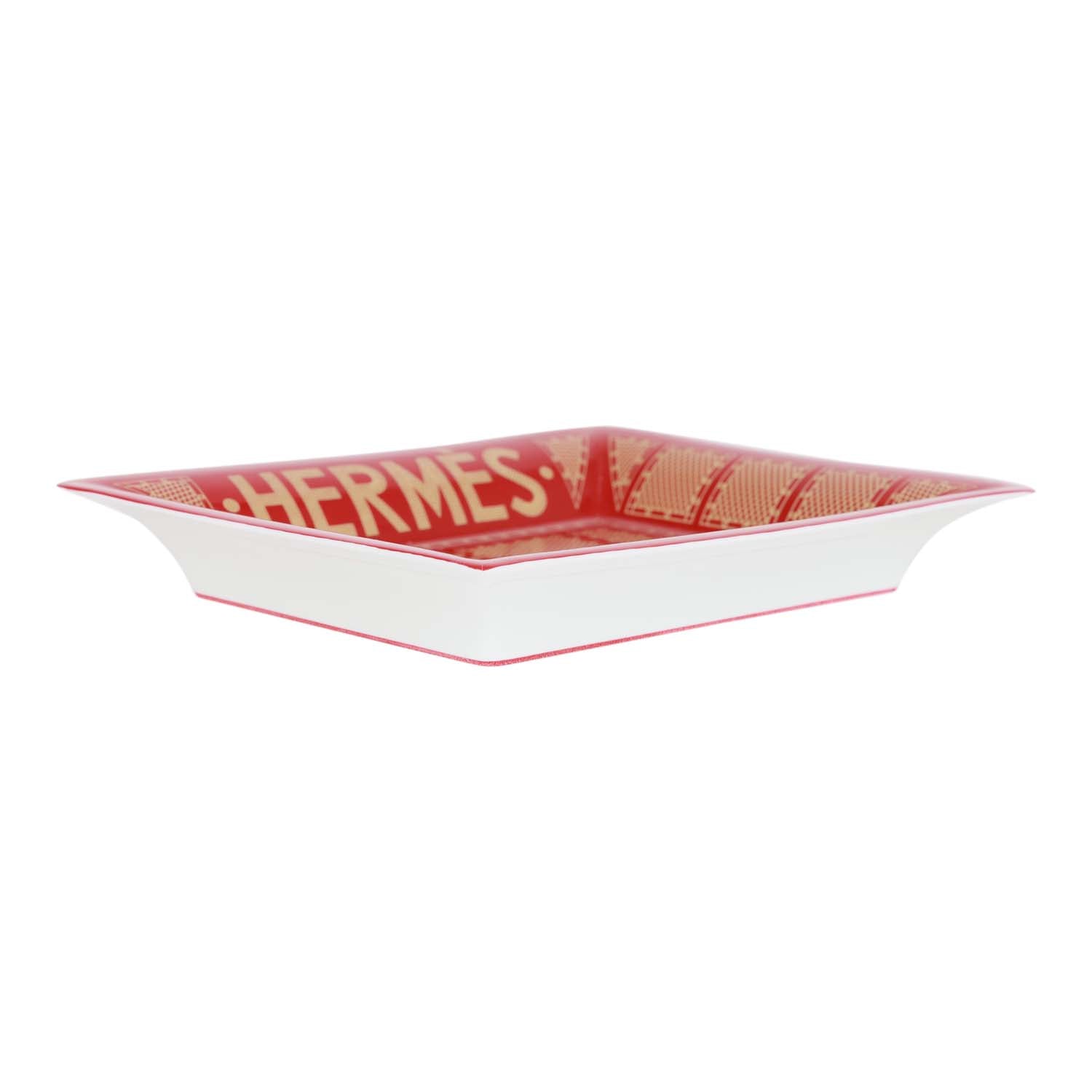 Hermes 2H Vide Poche "Hermes Sellier" Rouge Porcelain Change Tray