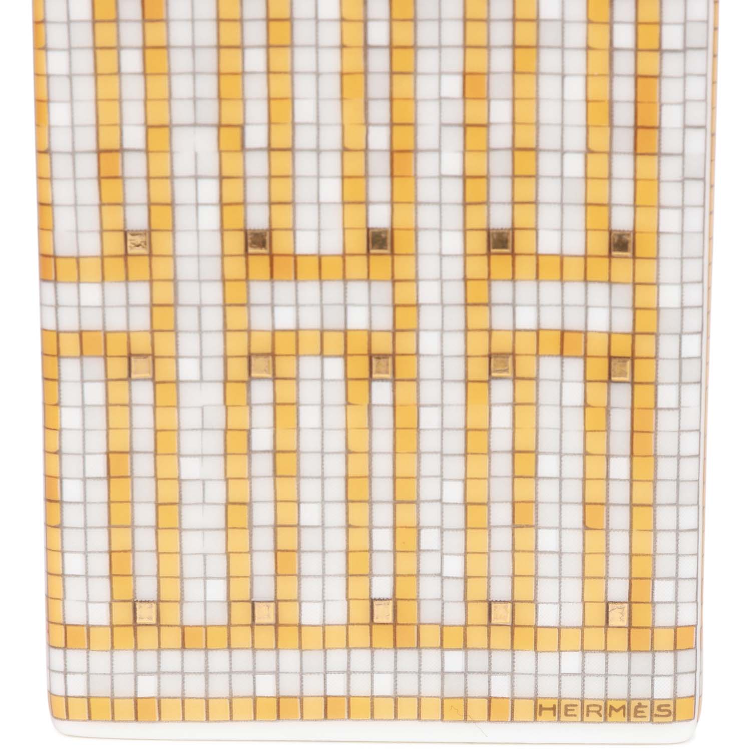 Hermes "Mosaique Au 24" Gold Porcelain Tea Sugar Box Small