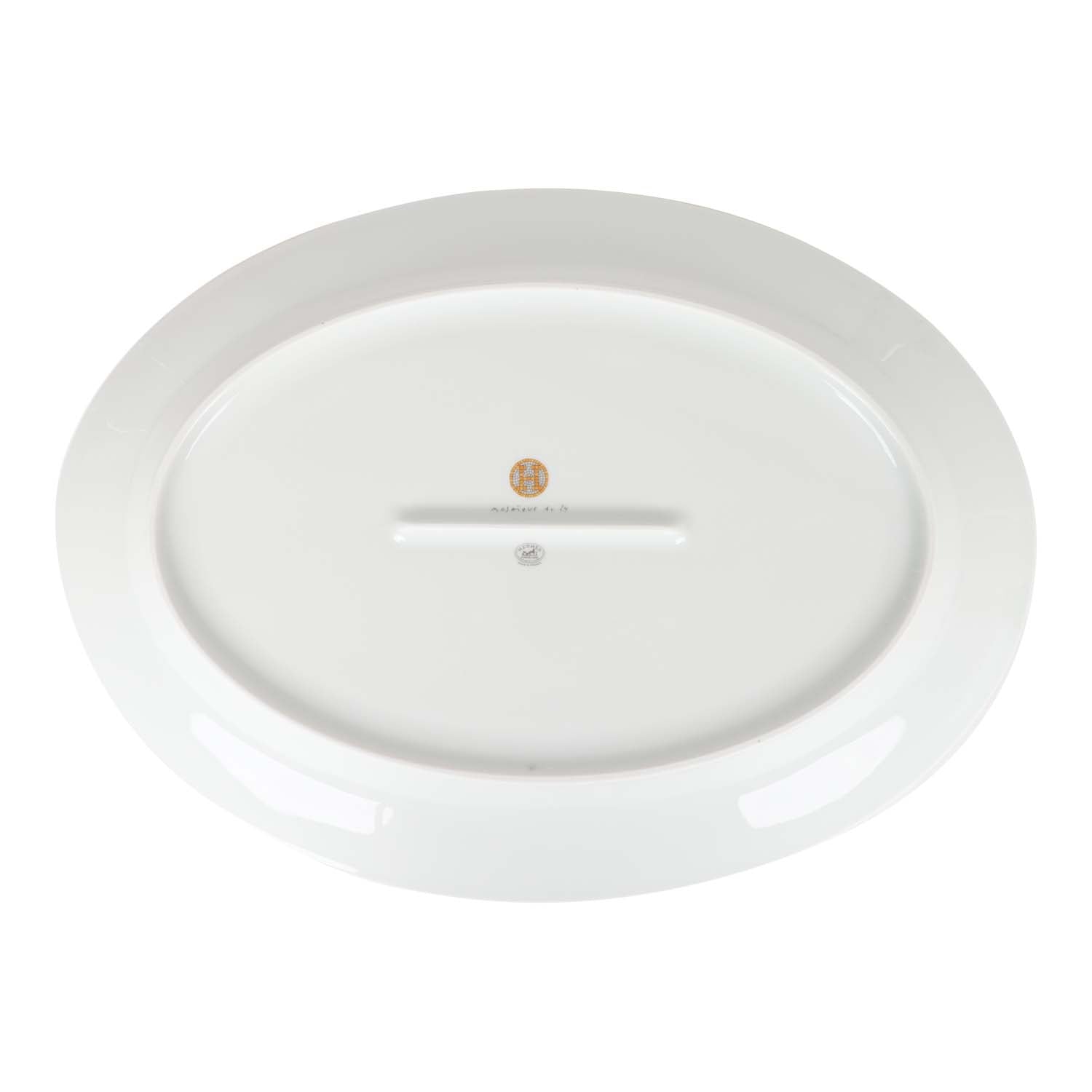 Hermes "Mosaique Au 24" Gold Porcelain Oval Large Platter