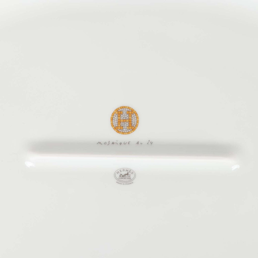 Hermes "Mosaique Au 24" Gold Porcelain Oval Large Platter