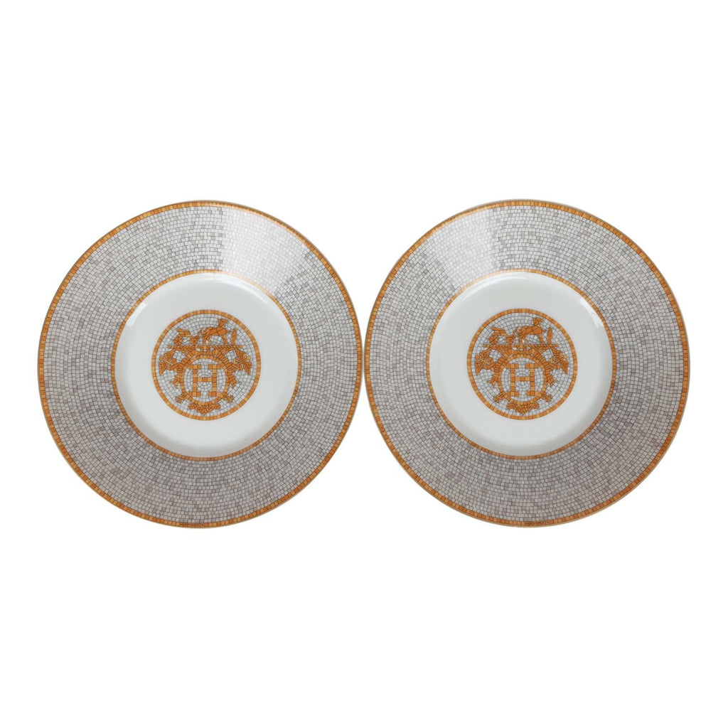 Hermes "Mosaique Au 24" Gold Porcelain Tea Cup and Saucer Set