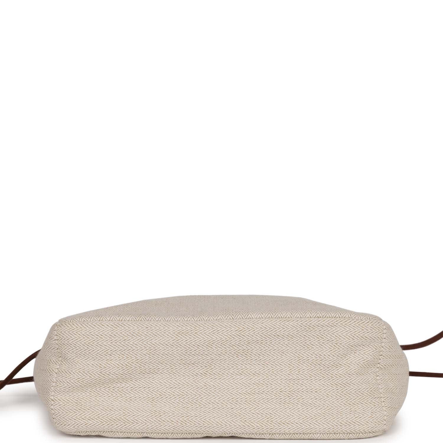 Hermes Fourbi 25 Pouch Naturel and Fauve Canvas and Barenia Calfskin Palladium Hardware