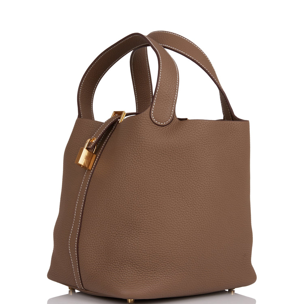Hermes Picotin Lock 22 Etoupe Clemence Gold Hardware