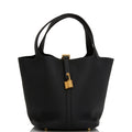 Hermes Picotin Lock 22 Black Clemence Gold Hardware